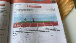 JUŞLEMLER
RULAR
ÖDEU
Jorg
artman vardır.
3. DERECEDEN SORULAR
13. Aşağıda üç parkurlu koşu pisti verilmiştir kosu pist üzerine başlangıç noktasına
uzaklıkan saras te zien
2 m, 3m.. olan şeritler çizilmiştir. Çizilen son şerit pistin sonundadır ve ardışık iki şerit arası en fazla
daire olduğu
e sayısı aşağı-
m,
ebilir?
128 metredir.
D) 34
akilerden
2 m
22m
23 m
24m
2m
2m
ver um
sm
16m
Bu üç parkurun başından koşmaya başlayan Miray, Zeynep, Gizem'in bitişe kalan mesafeleri sırası
ile 200 m, 150 m ve 120 m olduğu anda bu üç koşucu toplam kaç tane çizginin üzerinden geçmiş
olurlar?
D) 20
C) 19
B) 18
A) 17
D) 98
Zeynep
G Gizon