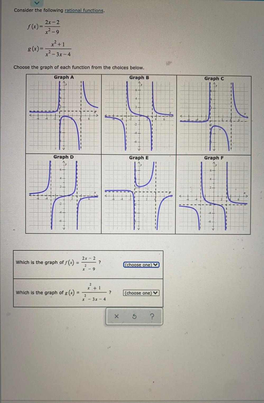 Consider The Following Rational Functions 2x 2 F x X Math
