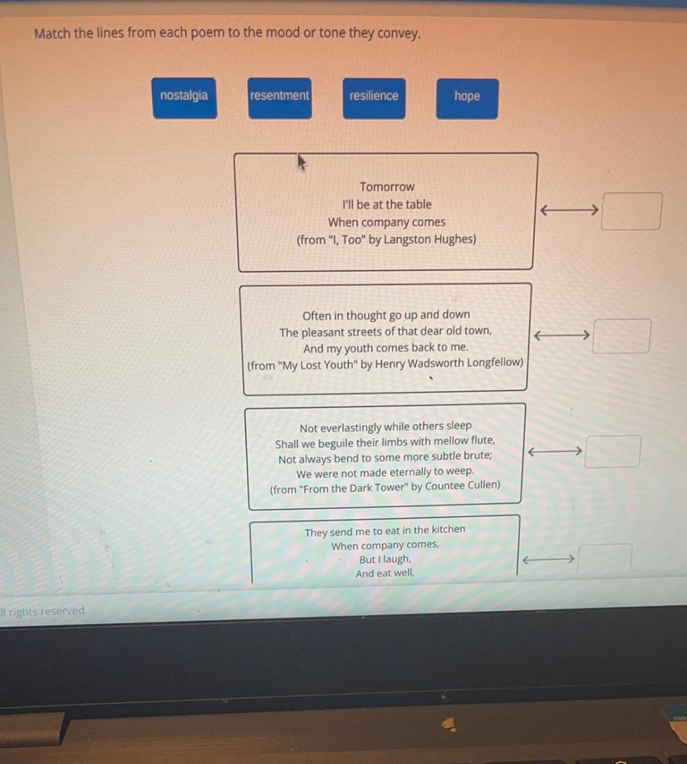 Match The Lines From Each Poem To The Mood Or Tone T Biology