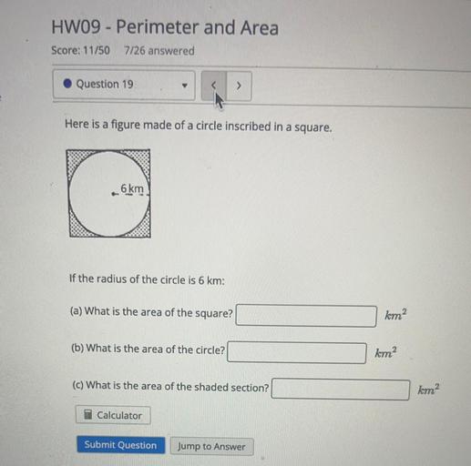 HW09 Perimeter and Area Score 11/50 7/26 answered Qu... Math
