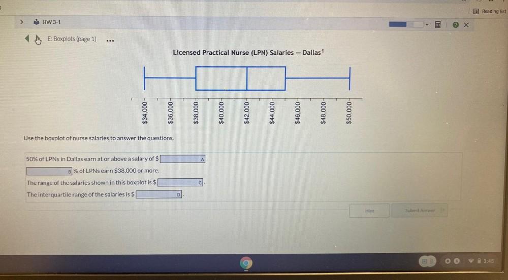 B Reading List HW 3 1 X E Boxplots page 1 Licensed Math