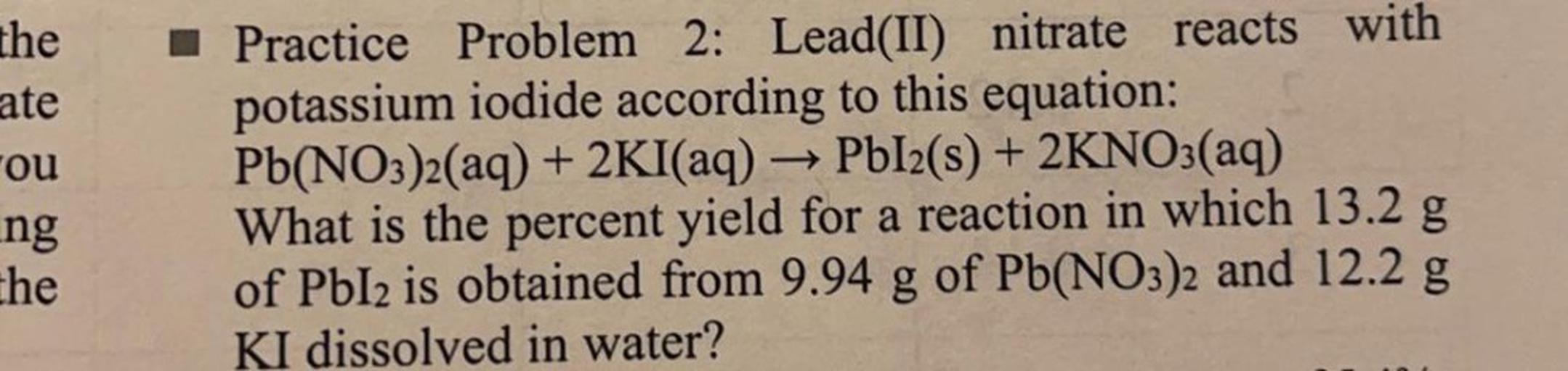the zate ou ng the Practice Problem 2 L... Chemistry
