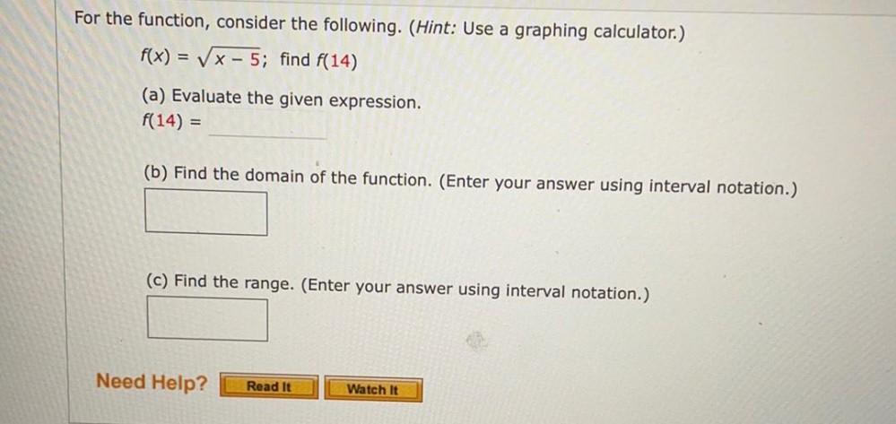 For The Function Consider The Following Hint Use A Math