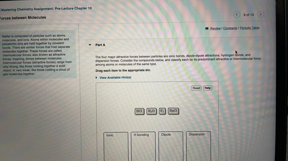 Mastering Chemistry Assignment Pre Lectu Physical Chemistry