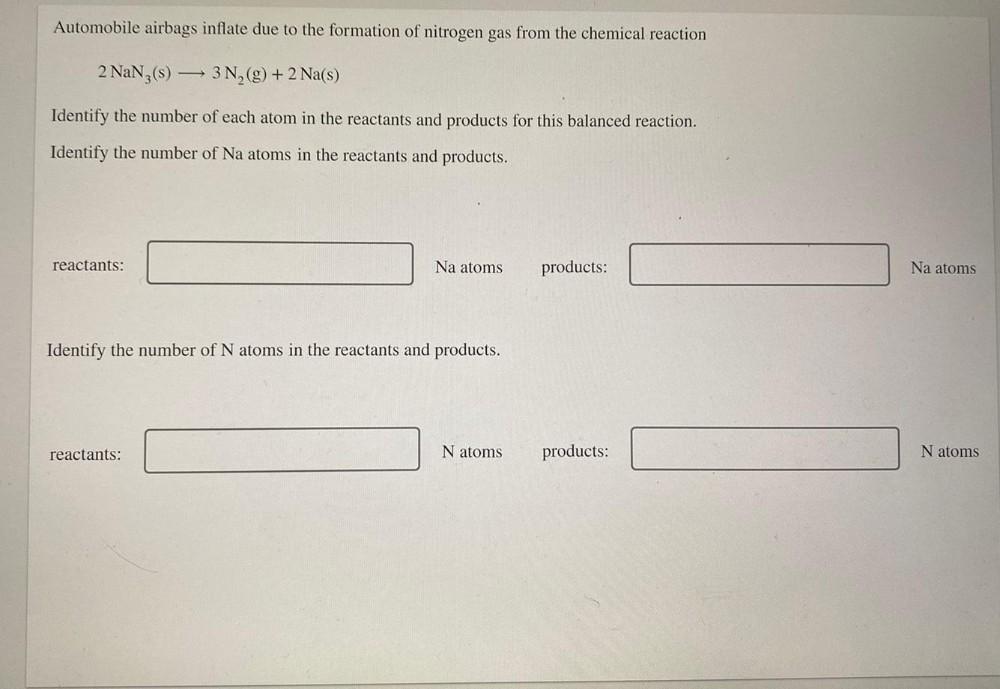 Automobile airbags inflate due to the for... Physical Chemistry
