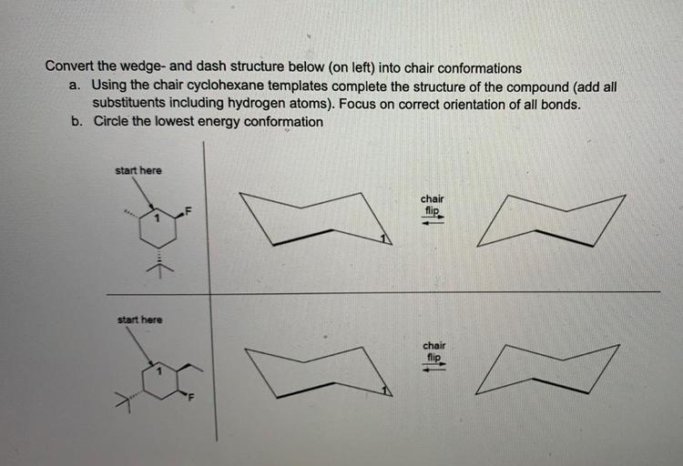 Convert the wedge and dash structure belo... Organic Chemistry