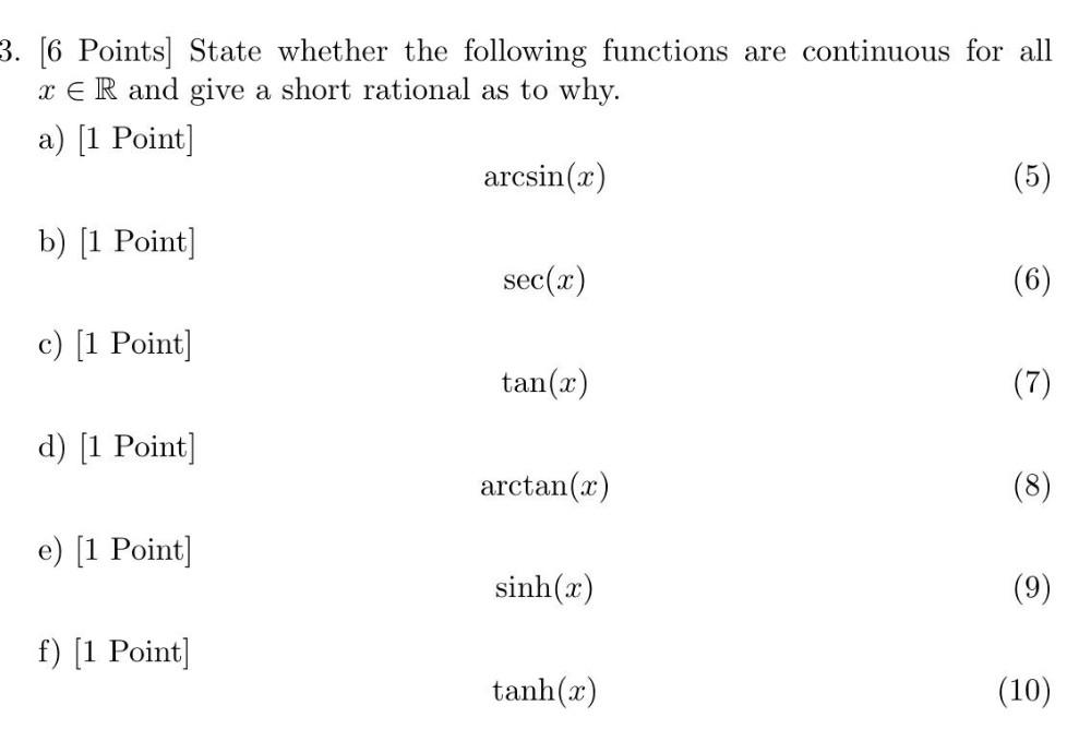 3 6 Points State Whether The Following Functions Are Math