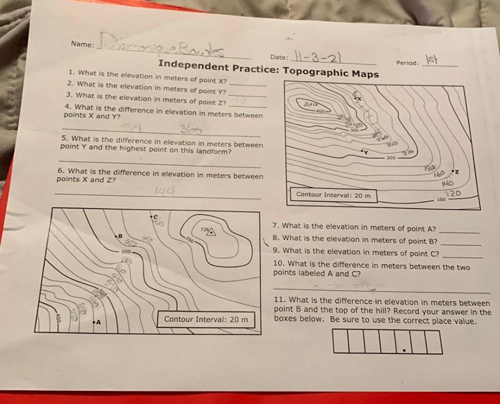 Independent Practice Topographic Maps Dacronique Ronde Period: 1St Name: Date: ... - Physical Chemistry