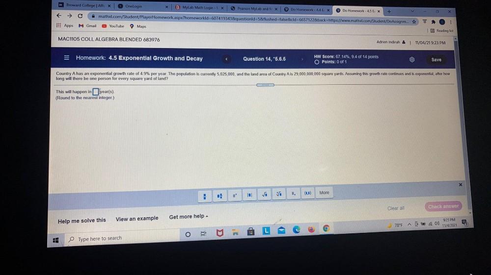 Broward College Affo X OneLogin X B MyLab Math Login Math