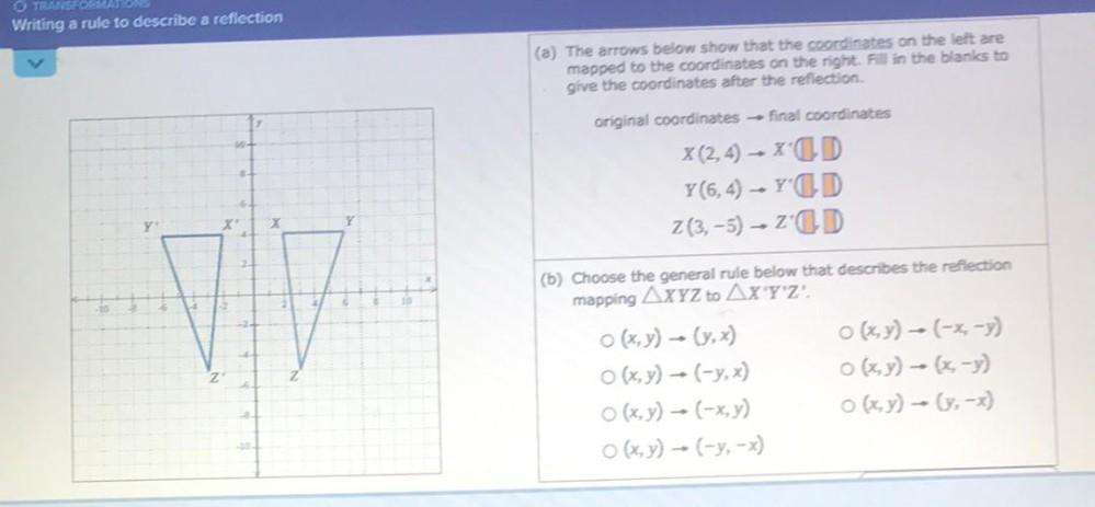 Transform Writing A Rule To Describe A Reflection A T Math