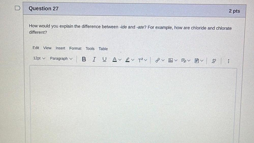 Question 27 2 Pts How Would You Explain T Physical Chemistry