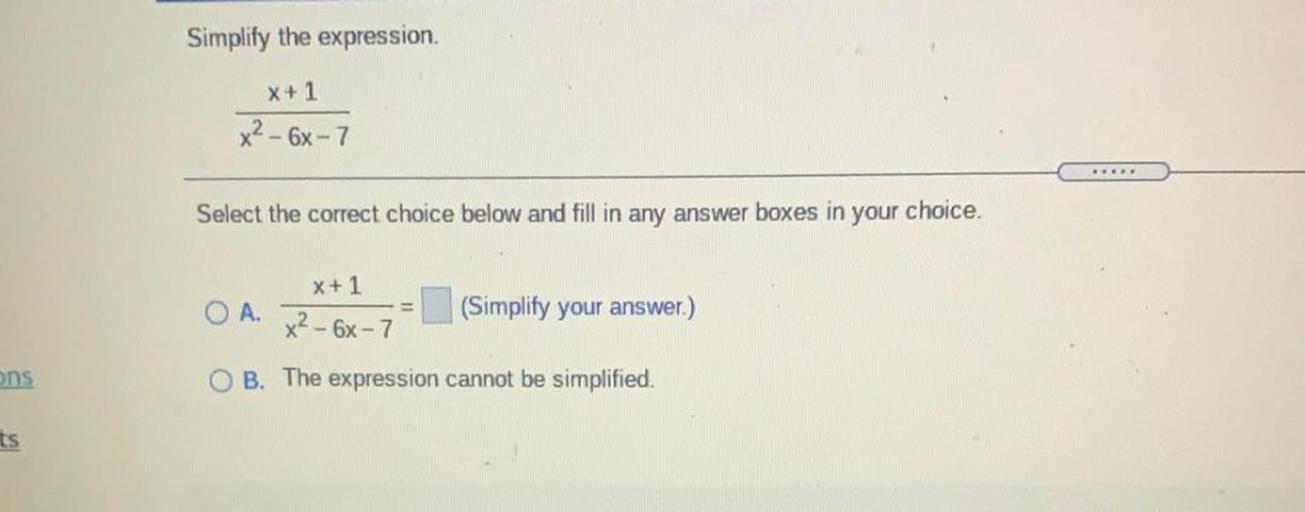 simplify-the-expression-x-1-x-6x-7-select-the-cor-math