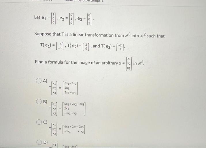 Let e1 = e2 li , e3 = 10 Suppose that T is a linear tra... Math