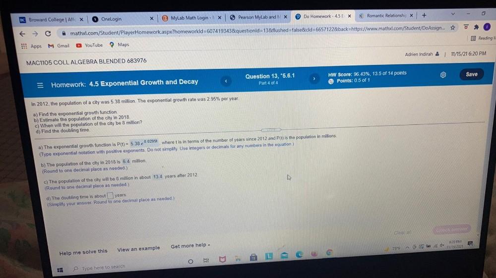 V Romantic Relationship X Do Homework 4 5 E X BC Brow Math