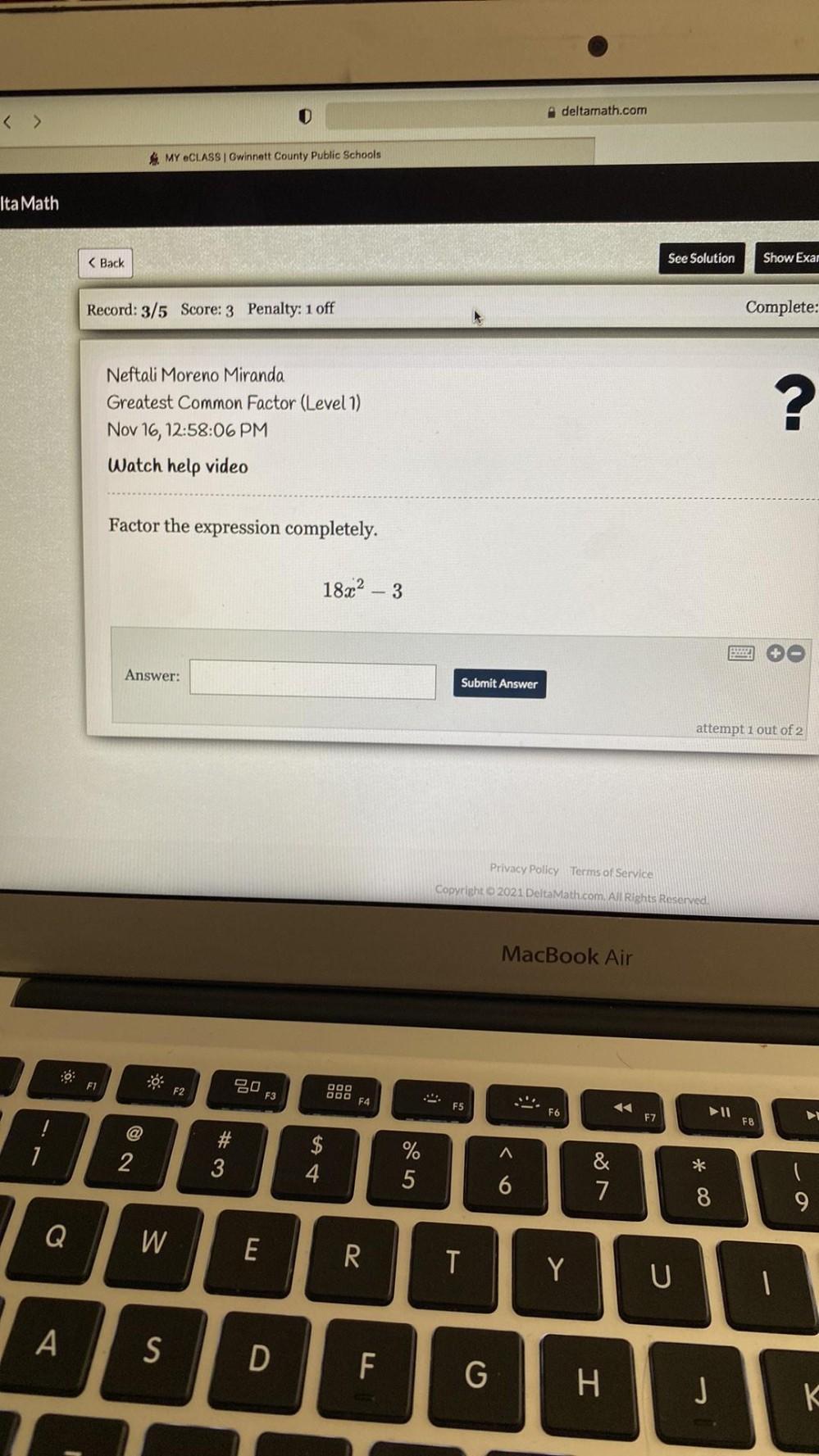 Deltamath MY CLASS Gwinnett County Public Schools Math