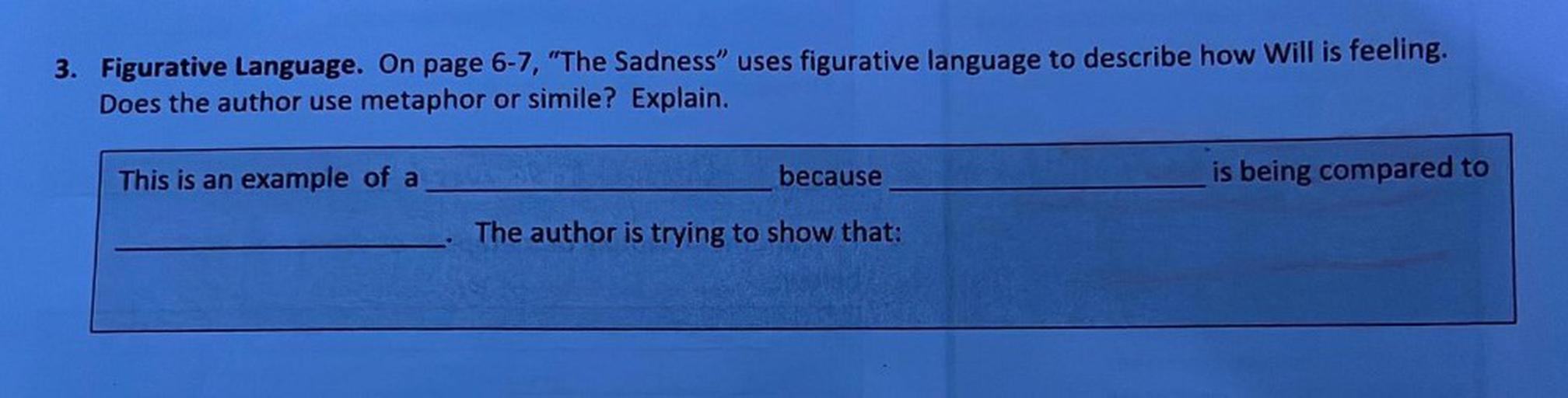 3. Figurative Language. On page 67, "The Sadness" u... Biology
