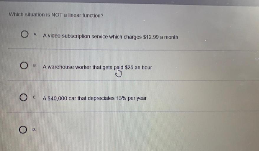 which-situation-is-not-a-linear-function-0-a-a-video-s-math