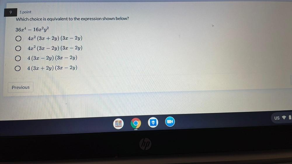 1 Point Which Choice Is Equivalent To The Expression Sh Math