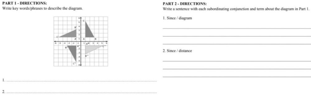 PART 1 DIRECTIONS Write Key Words phrases To Describ Math