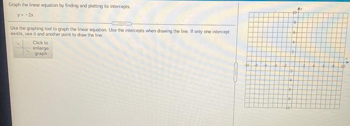 10 8 Graph the linear equation by finding and plotting... Math