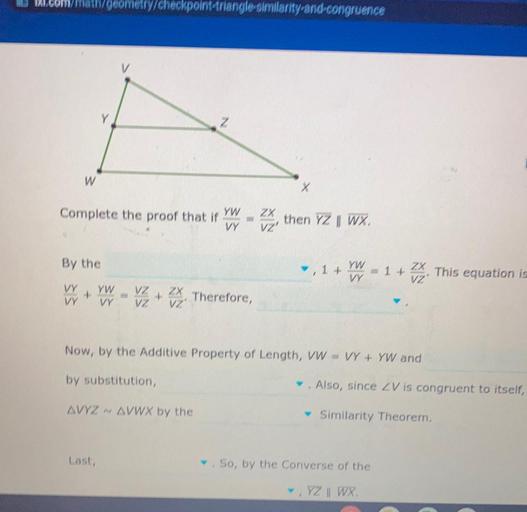 geometry checkpointtrianglesimilarity and congruence Math