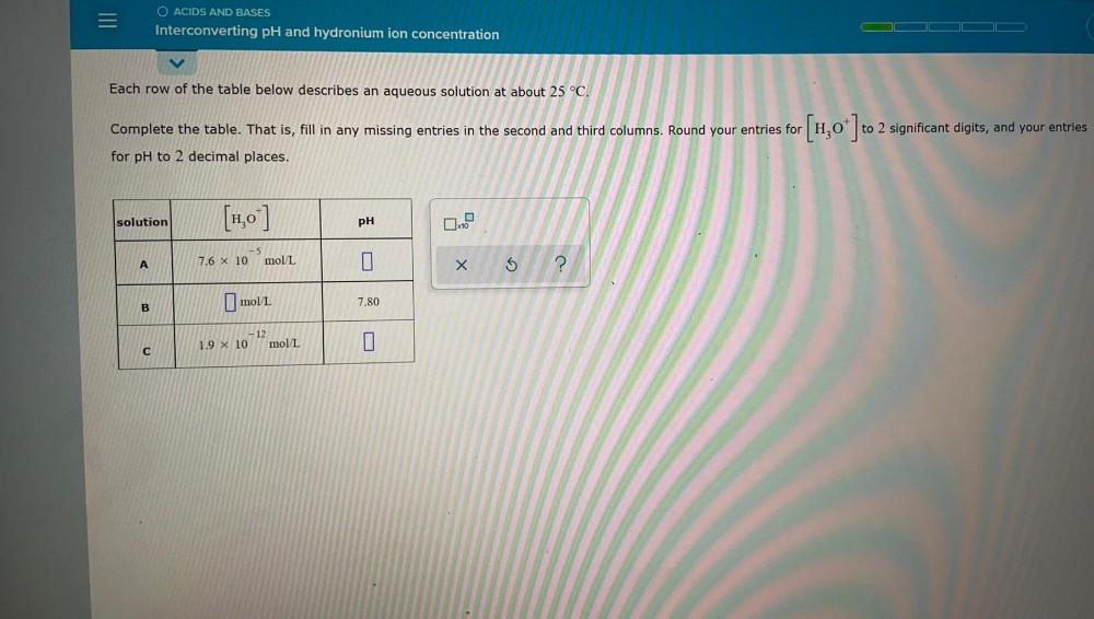  O ACIDS AND BASES Interconverting PH A Inorganic Chemistry