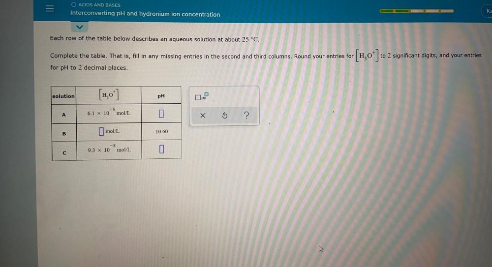 O ACIDS AND BASES Interconverting PH And H Organic Chemistry