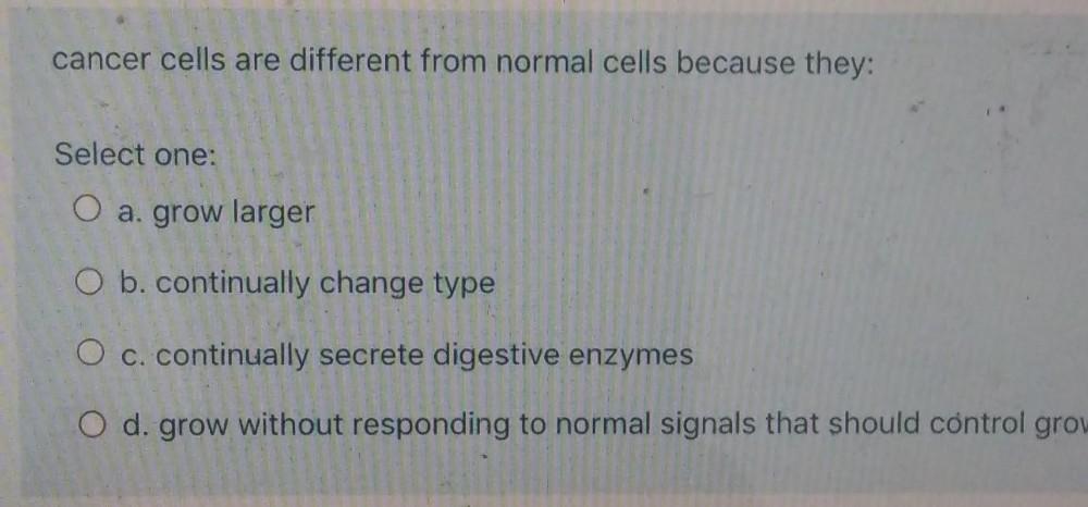 Cancer Cells Are Different From Normal Cells Because Biology