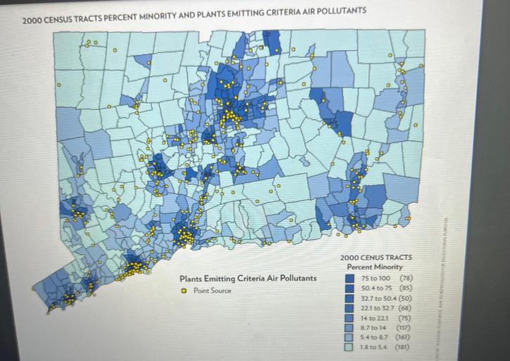 2000 CENSUS TRACTS PERCENT MINORITY AND PLANTS EMITTING CRITERIA AIR POLLUTANTS
2000 CENUS TRACTS
Percent Minority
75 to 100 (78)
50.4 to 75 (85)
32.7 to 50.4 (50)
22.1 to 32.7 (68)
14 to 22.1 (75)
8.7 to 14 (117)
5.4 to 8.7 (161)
1.8 to 5.4 (181)
MEMPRODUCED OR EDUCATIONAL PURPOSE
Plants Emitting Criteria Air Pollutants
0 Point Source