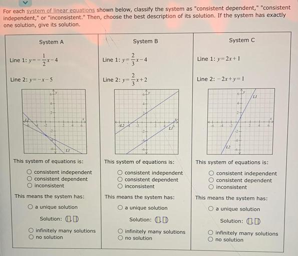 For each system of linear equations shown below, classi... - Math