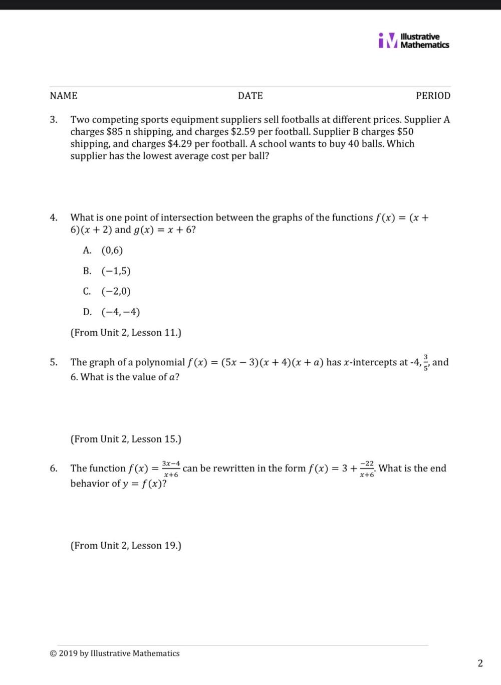 Im Illustrative Mathematics NAME DATE PERIOD 3 Two Com Math