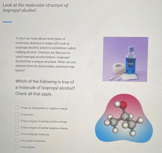 Look at the molecular structure of isopr... Chemistry