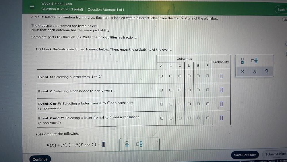  Week 5 Final Exam Question 10 Of 20 1 Point Quest Math
