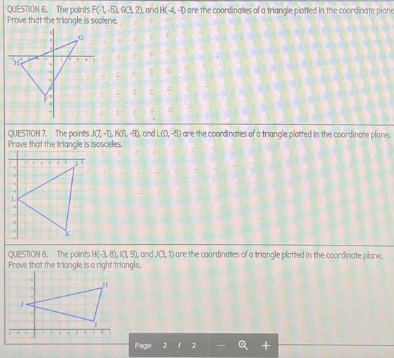 QUESTION 6. The points F(15), G(3, 2), and H(4,1) a... Math