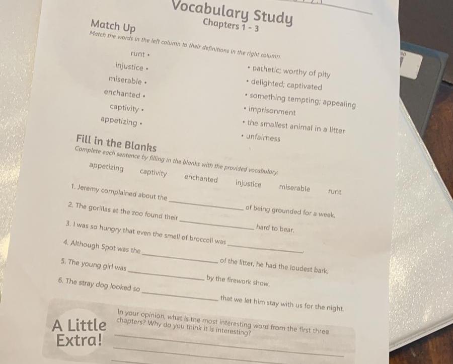 30 Vocabulary Study Chapters 1 3 Match Up Match Th Biology