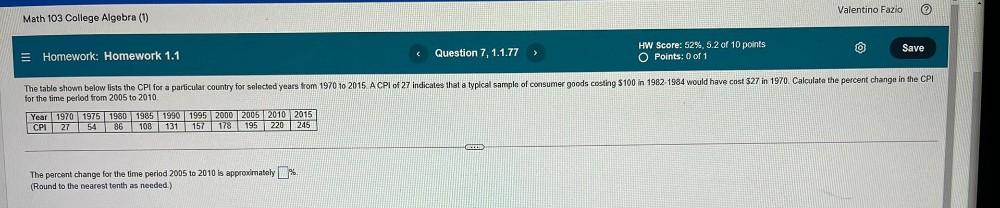 Valentino Fazio Math 103 College Algebra 1 Save