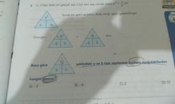 am
1 'dir.
6.
a, O'dan farklı bir gerçek sayı n bir tam sayı olmak üzere a
an
Pekiştire
c
er
Yanda bir şekil ve şeklin ifade ettiği işlem gösterilmiştir.
Tes
b
a
a
b
-8
11-23
olur.
Örneğin,
-2
3
-2
3
1
16
Buna göre
şeklindeki a ve b tam sayılarının toplamı aşağıdakilerden
a
b
hangisi
olamaz?
C) 2
D) 15
B) - 6
A-8
tongue