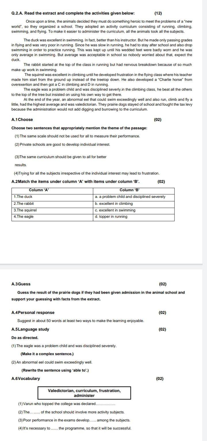 Q 2 A Read The Extract And Complete The Activiti Accounting