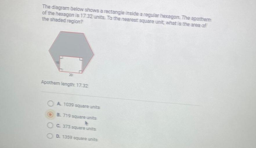The diagram below shows a rectangle inside a regular he... Math