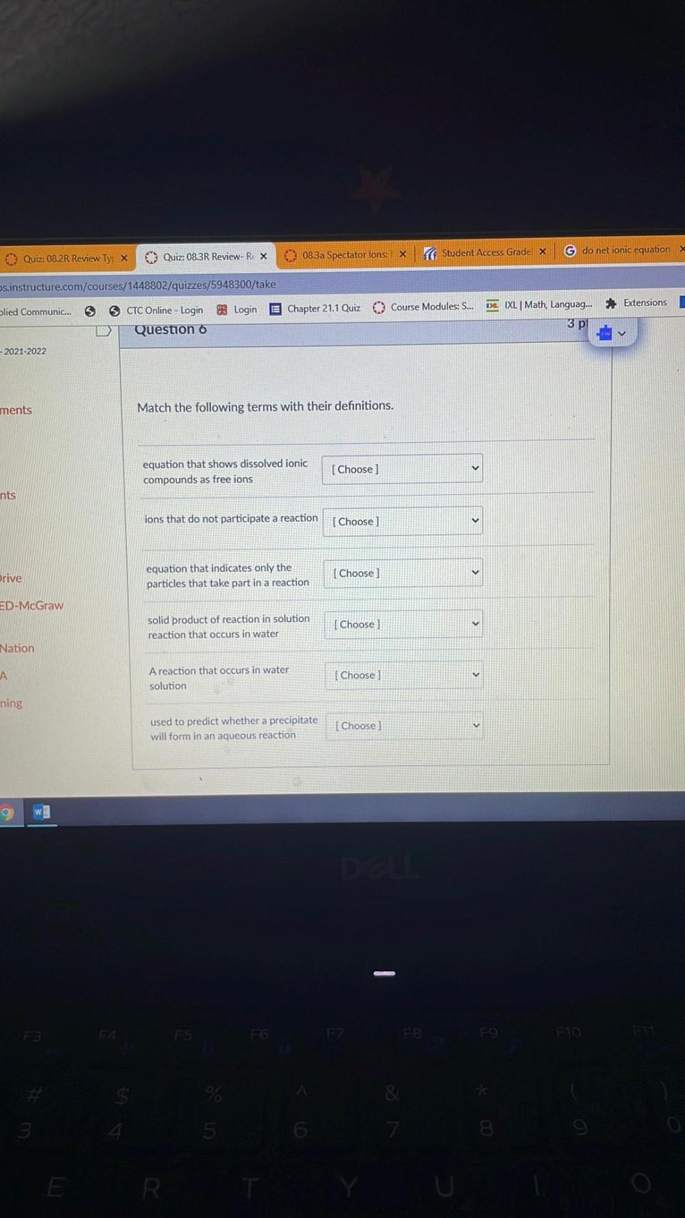 Quiz 08 2R Review Ty X Quiz 08 3R Revie Physical Chemistry