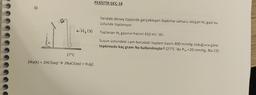 PEKİŞTİR GEÇ-18
1
)
Yandaki deney tüpünde gerçekleşen tepkime sonucu oluşan Hz gazı su
üstünde toplanıyor.
€ H₂ (3)
Toplanan Hz gazının hacmi 410 mL 'dir.
Suyun üstündeki cam borudaki toplam basın 400 mmHg olduğuna göre
tepkimede kaç gram Na kullanılmıştır? (27°C'de Psu =20 mmHg, Na:23)
27°C
2Na(k) + 2HCl(aq) + 2NaCl(aq) + H2(g)

