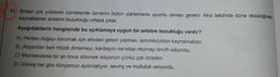 11. Birden çok yüklemli cümlelerde öznenin bütün yüklemlerle uyumlu olması gerekir. Aksi takdirde özne eksikliğinden
kaynaklanan anlatım bozukluğu ortaya çıkar.
Aşağıdakilerin hangisinde bu açıklamaya uygun bir anlatım bozukluğu vardır?
A) Herkes doğayı korumak için elinden geleni yapmalı, sorumluluktan kaçmamalıdır.
B) Akşamları ben müzik dinlemeyi, kardeşim ise kitap okumayı tercih ediyordu.
C) Memleketime bir an önce dönmek istiyorum çünkü çok özledim.
D) Güneş her gün dünyamızı aydınlatıyor, sevinç ve mutluluk veriyordu.