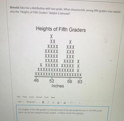 Bimodal data has a distribution with two peaks. What ch... Math