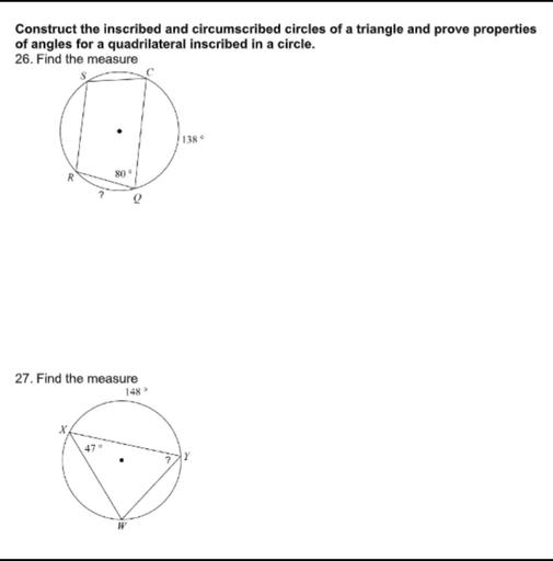 Construct the inscribed and circumscribed circles of a Math