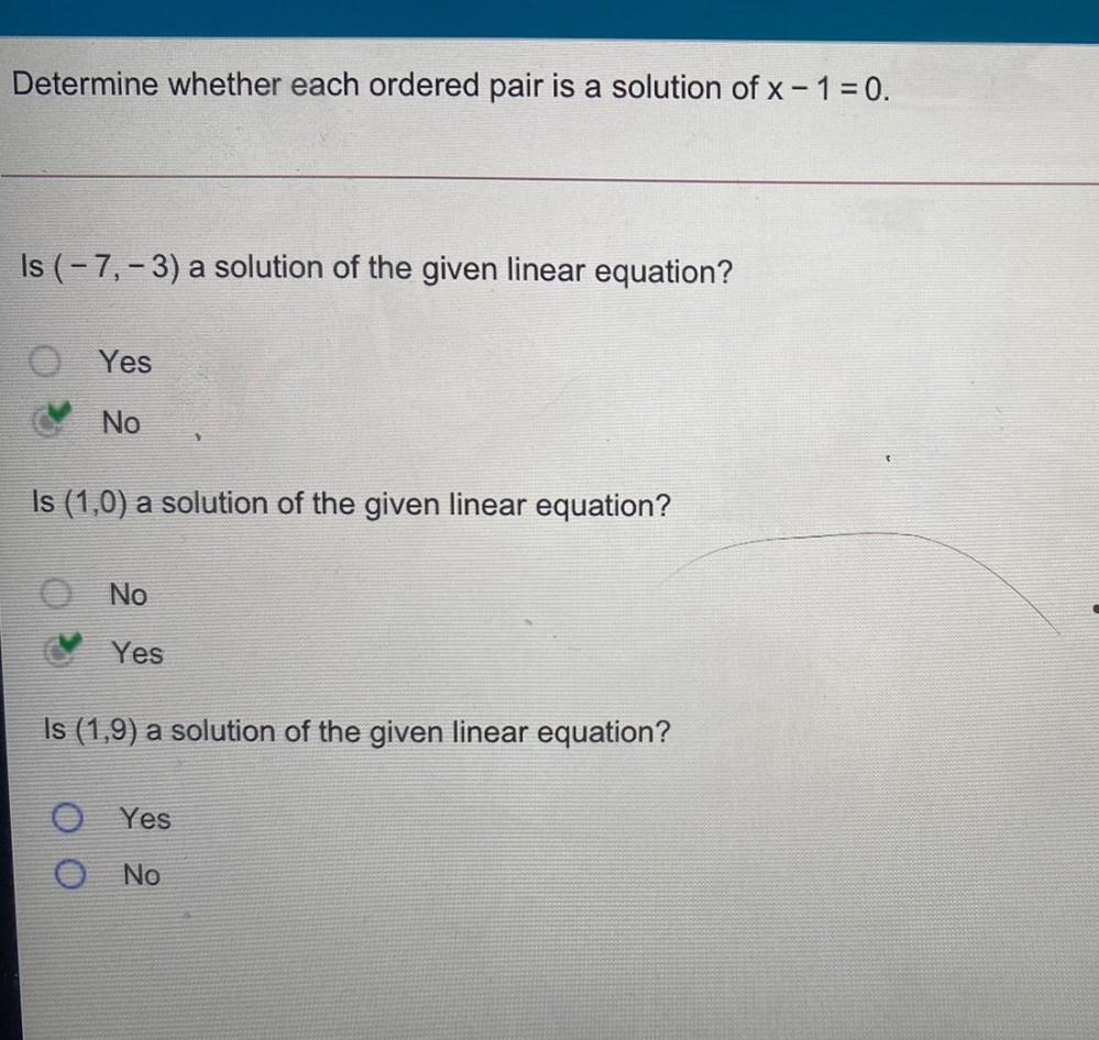 Determine Whether Each Ordered Pair Is A Solution Of X Math