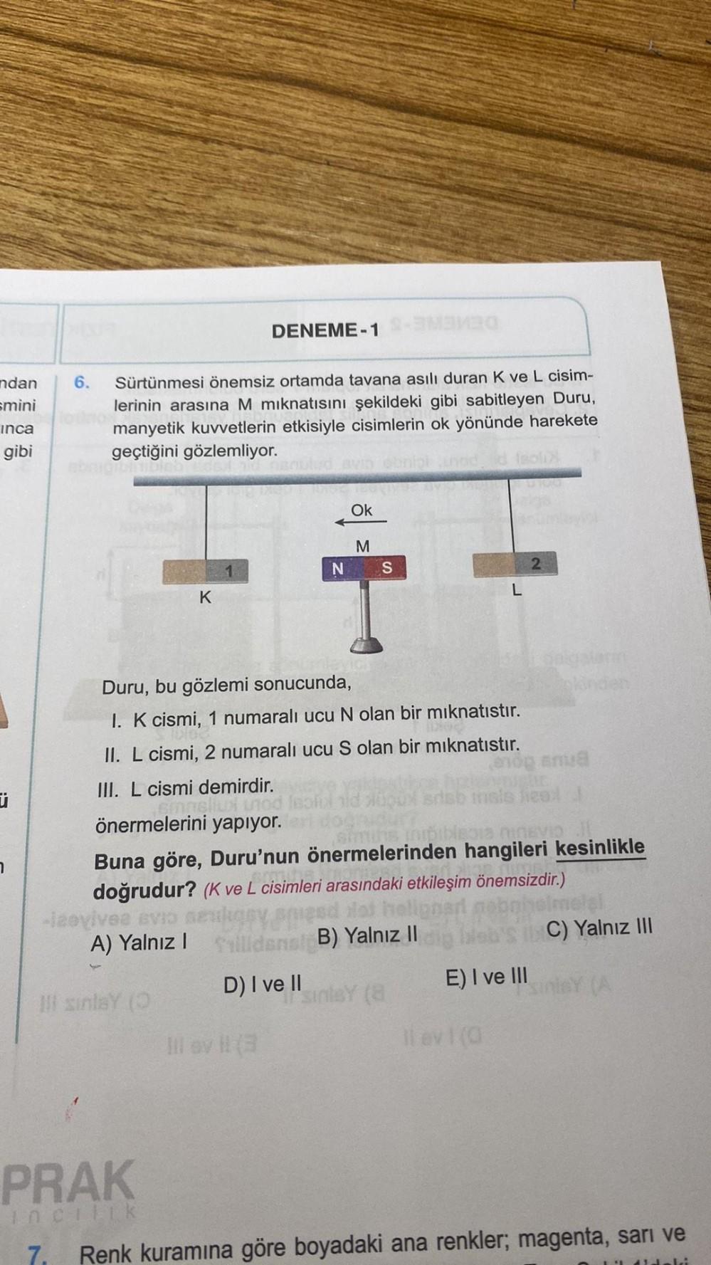 DENEME 1 6 Ndan Smini Inca S rt nmesi nemsiz Ortamda Fizik