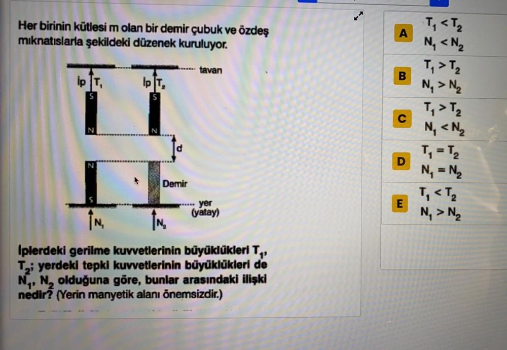 Her Birinin K tlesi M Olan Bir Demir ubuk Ve zde Mi Fizik