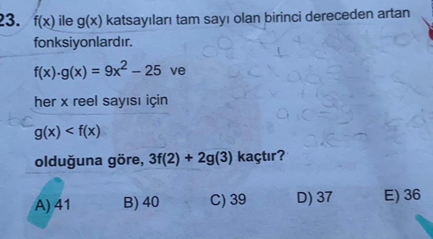 23 F x Ile G x Katsay lar Tam Say Olan B Lise Matematik