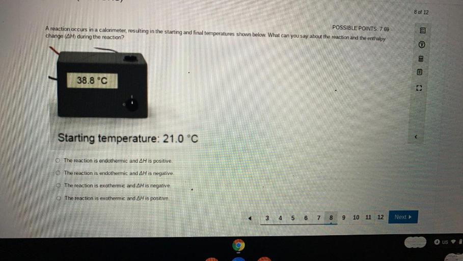 8 of 12 POSSIBLE POINTS. 769 A reaction Chemistry