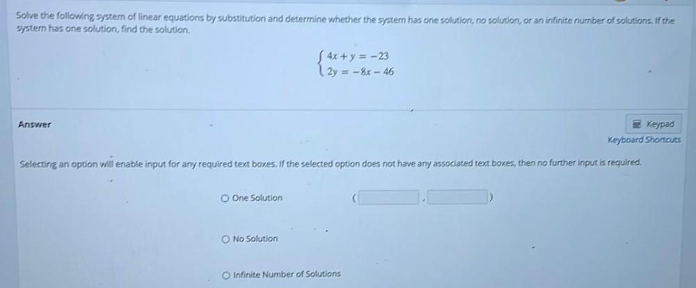 Solve The Following Systern Of Linear Equations By Subs Math
